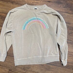 Zumba Fitness Tan Sweatshirt with Colorful Rainbow
